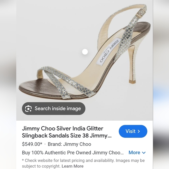 Jimmy Choo Shoes - Jimmy Choo Silver Glitter Slingback Heels